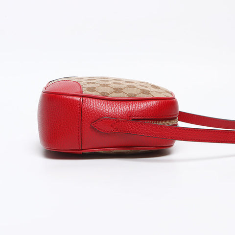 グッチ GUCCI GGキャンバス レッド レザー ショルダーバッグ ベージュ WS13184