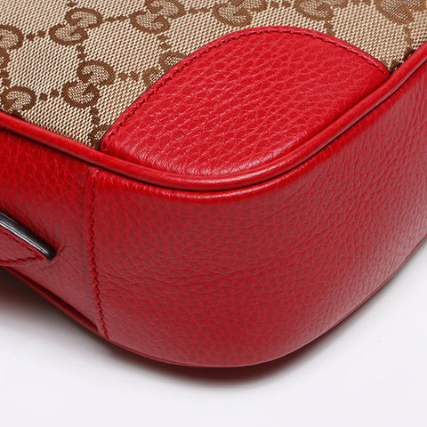 グッチ GUCCI GGキャンバス レッド レザー ショルダーバッグ ベージュ WS13184