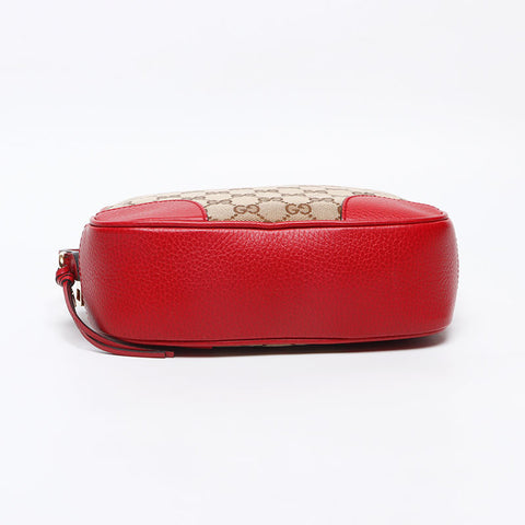 グッチ GUCCI GGキャンバス レッド レザー ショルダーバッグ ベージュ WS13184