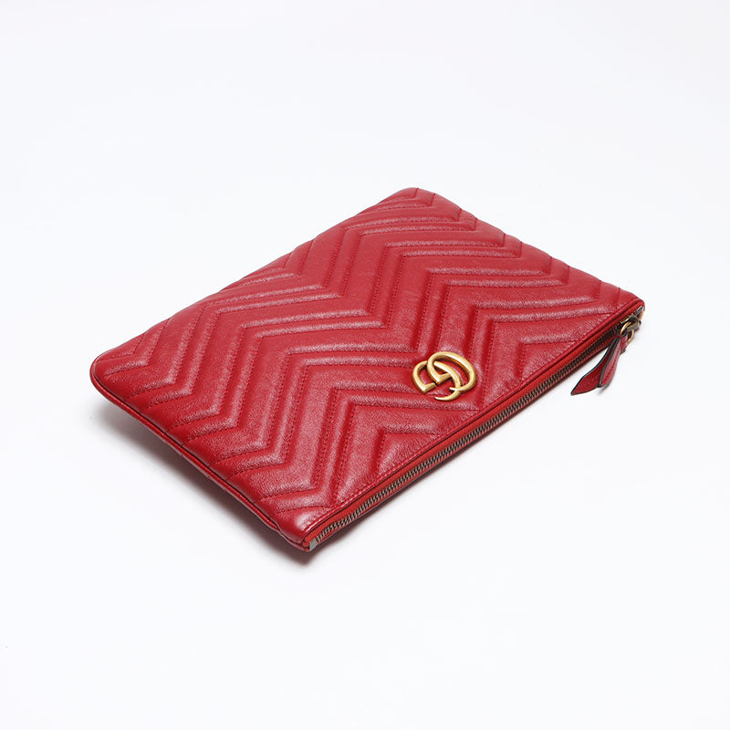 グッチ GUCCI GGマーモント レザー クラッチバッグ レッド グッチ GUCCI GGマーモント レザー クラッチバッグ レッド