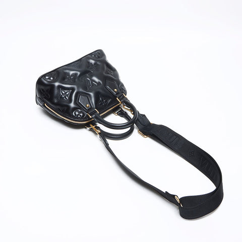 LOUIS VUITTON Alma Soft BB Bubble Gram Leather Shoulder Bag black WS13194