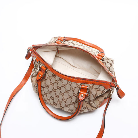 グッチ GUCCI GGキャンバス スーキー レザー オレンジ ショルダーバッグ ベージュ WS13195