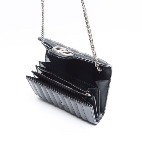GUCCI GG Marmont Chain Leather Shoulder Bag black WS13203
