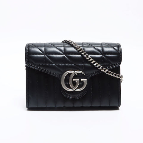 GUCCI GG Marmont Chain Leather Shoulder Bag black WS13203