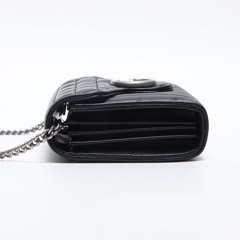 GUCCI GG Marmont Chain Leather Shoulder Bag black WS13203