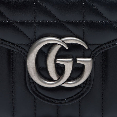 GUCCI GG Marmont Chain Leather Shoulder Bag black WS13203