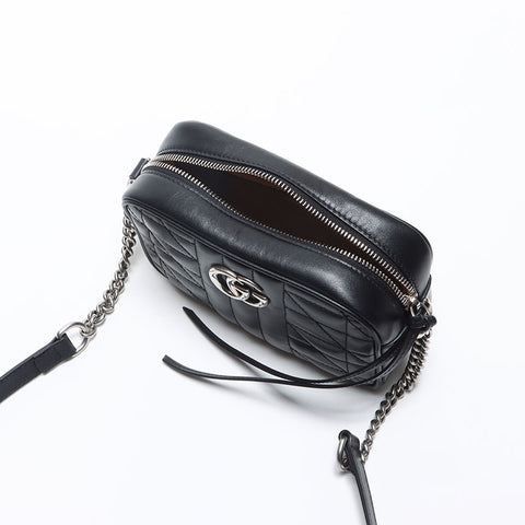 グッチ GUCCI GGマーモント チェーン レザー ショルダーバッグ ブラック WS13204