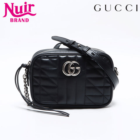 グッチ GUCCI GGマーモント チェーン レザー ショルダーバッグ ブラック WS13204