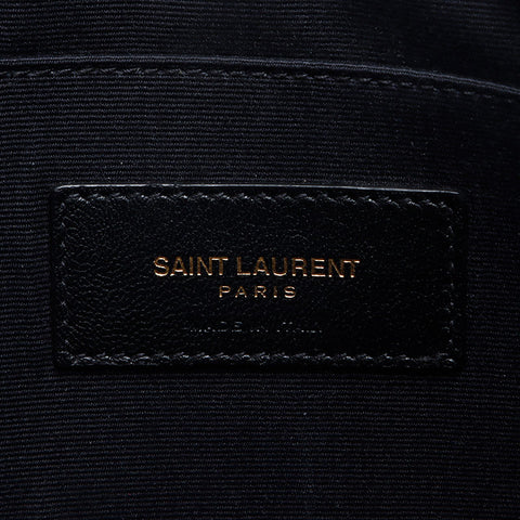 YVES SAINT LAURENT YSL leather gold logo Clutch bag black WS13210