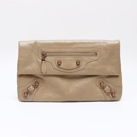 BALENCIAGA Giant Envelope 皮革金色金属 186182 手拿包米色 WS13211