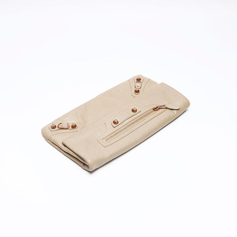 BALENCIAGA Giant Envelope 皮革金色金属 186182 手拿包米色 WS13211