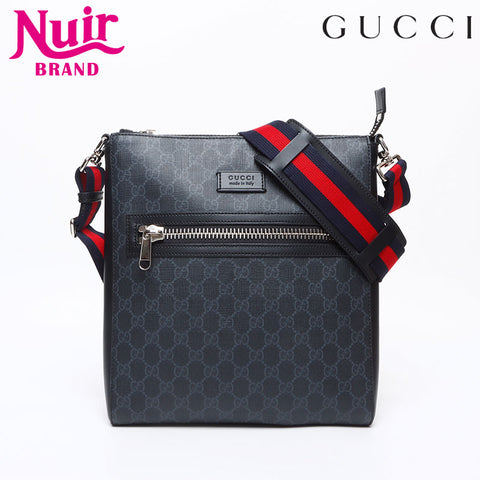 グッチ GUCCI GGスプリーム ロゴ レザー メッセンジャー ショルダーバッグ ブラック WS13216