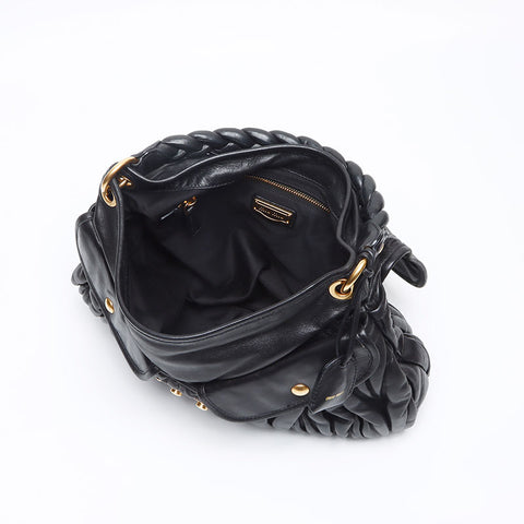 Miu Miu Matelasse Gold Metal 2way Shoulder Bag black WS13232