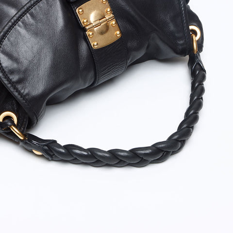 Miu Miu Matelasse Gold Metal 2way Shoulder Bag black WS13232