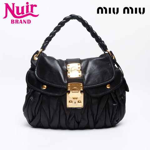 Miu Miu Matelasse Gold Metal 2way Shoulder Bag black WS13232