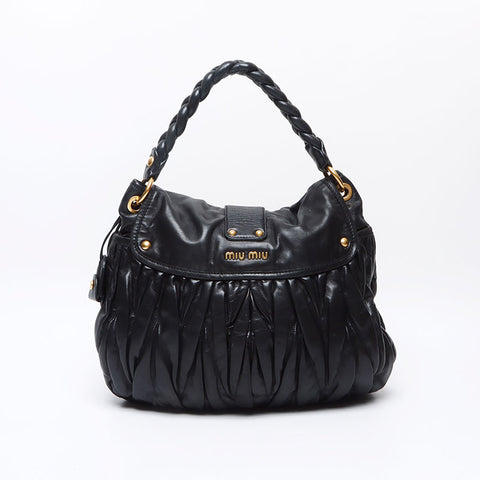 Miu Miu Matelasse Gold Metal 2way Shoulder Bag black WS13232