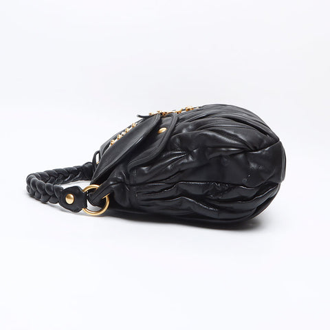 Miu Miu Matelasse Gold Metal 2way Shoulder Bag black WS13232