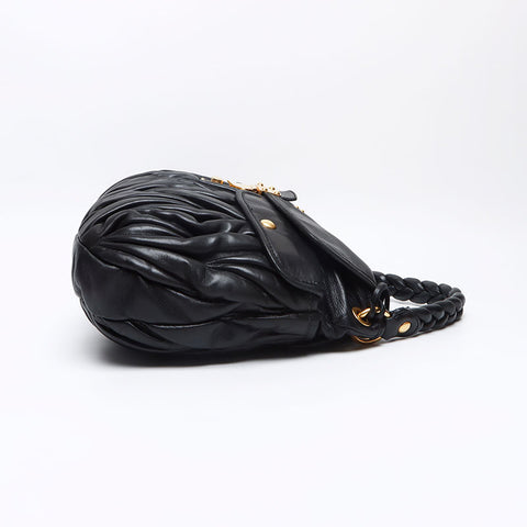 Miu Miu Matelasse Gold Metal 2way Shoulder Bag black WS13232