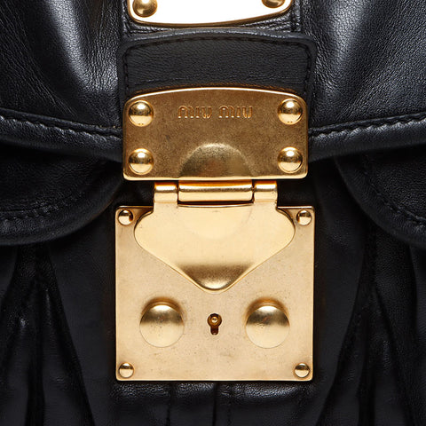 Miu Miu Matelasse Gold Metal 2way Shoulder Bag black WS13232