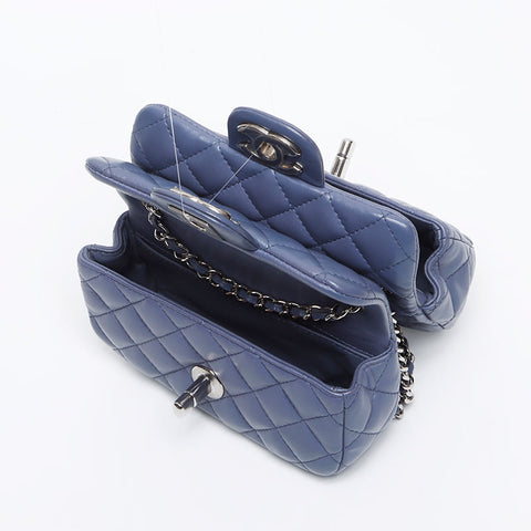 CHANEL Twin Classic Mini Matelasse Lambskin 15th Series Shoulder Bag blue WS13235