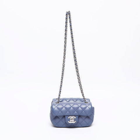 CHANEL Twin Classic Mini Matelasse Lambskin 15th Series Shoulder Bag blue WS13235