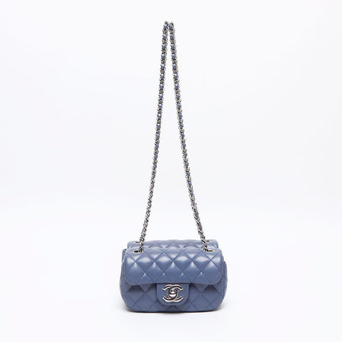 CHANEL Twin 经典迷你马特拉塞小羊皮 15 系列单肩包 蓝色 WS13235