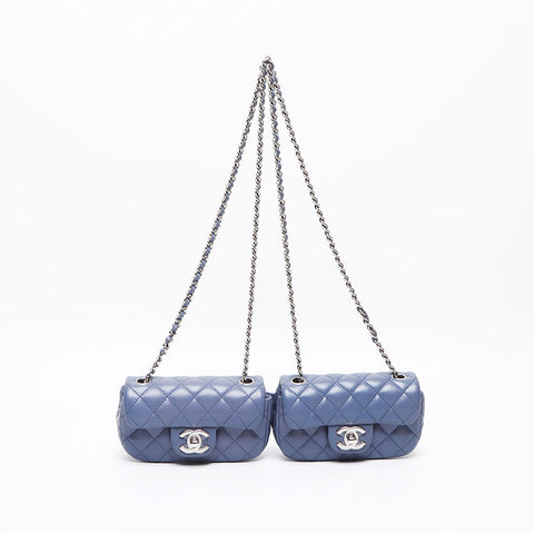CHANEL Twin Classic Mini Matelasse Lambskin 15th Series Shoulder Bag blue WS13235