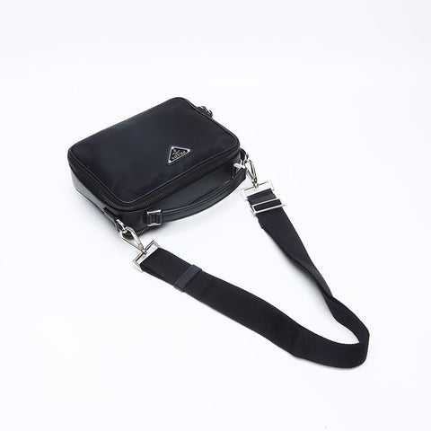 PRADA Nylon triangle logo Tessuto Saffiano Shoulder Bag black WS13236