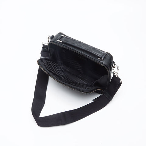 PRADA Nylon triangle logo Tessuto Saffiano Shoulder Bag black WS13236