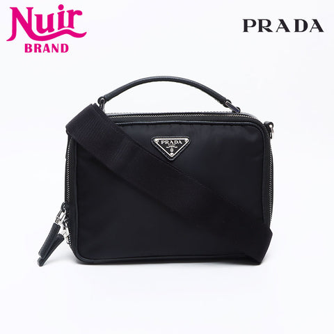 PRADA Nylon triangle logo Tessuto Saffiano Shoulder Bag black WS13236