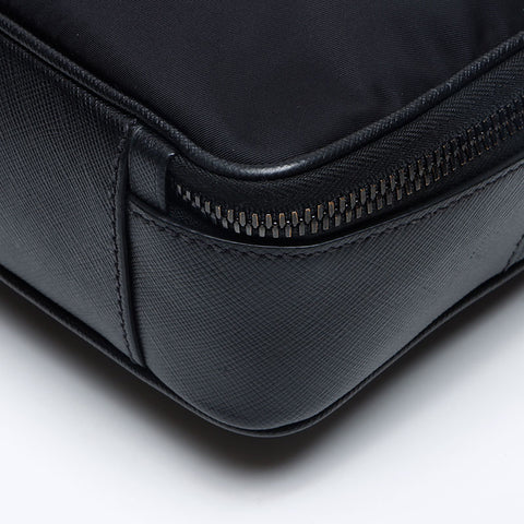 PRADA Nylon triangle logo Tessuto Saffiano Shoulder Bag black WS13236