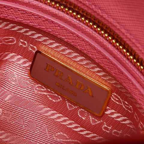 PRADA Saffiano Luxe Leather 2way Triangle Logo Handbag Shoulder Bag pink WS13237