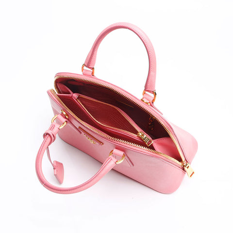 PRADA Saffiano Luxe Leather 2way Triangle Logo Handbag Shoulder Bag pink WS13237