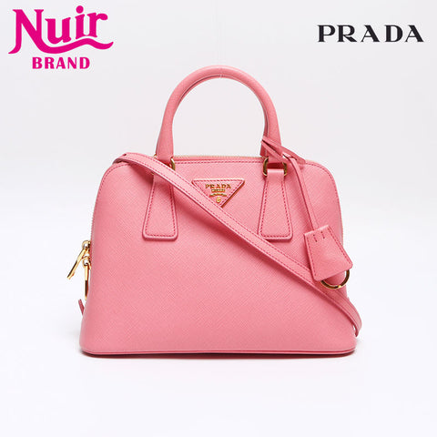 PRADA Saffiano Luxe Leather 2way Triangle Logo Handbag Shoulder Bag pink WS13237