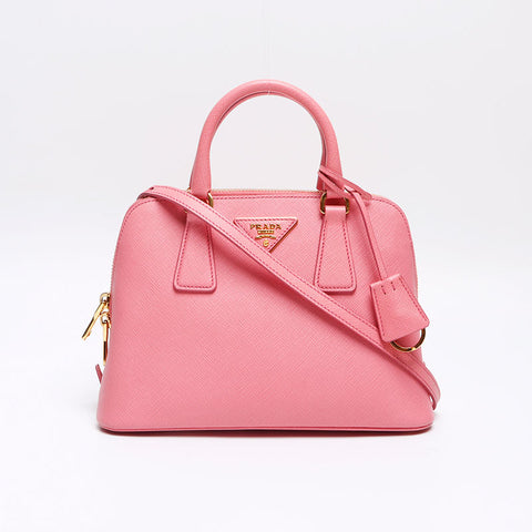 PRADA Saffiano Luxe Leather 2way Triangle Logo Handbag Shoulder Bag pink WS13237