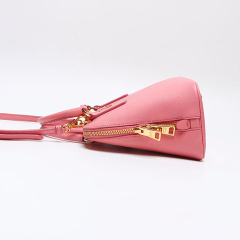 PRADA Saffiano Luxe Leather 2way Triangle Logo Handbag Shoulder Bag pink WS13237