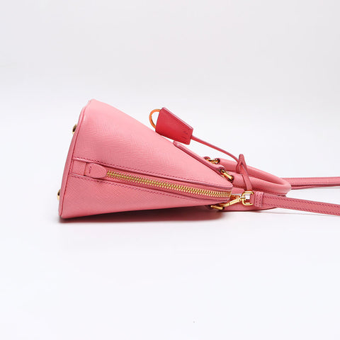 PRADA Saffiano Luxe Leather 2way Triangle Logo Handbag Shoulder Bag pink WS13237