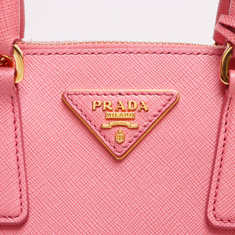 PRADA Saffiano Luxe Leather 2way Triangle Logo Handbag Shoulder Bag pink WS13237