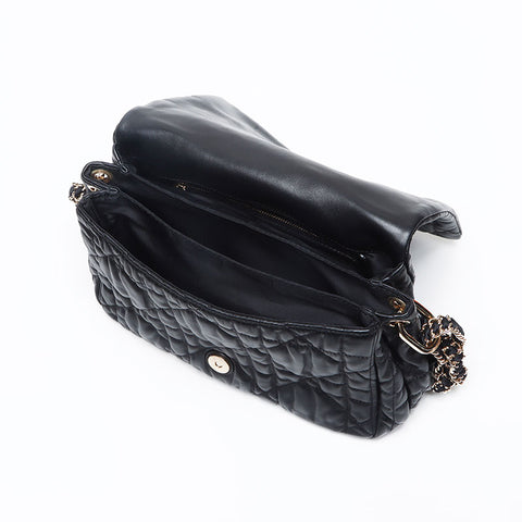 Christian Dior Cannage Flap Leather Handbag black WS13244