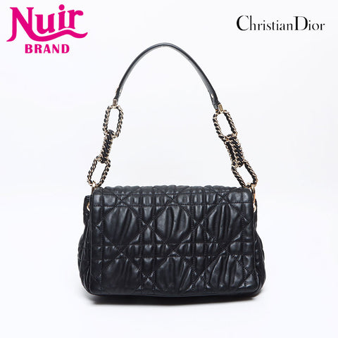 Christian Dior Cannage Flap Leather Handbag black WS13244