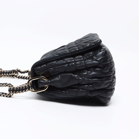 Christian Dior Cannage Flap Leather Handbag black WS13244