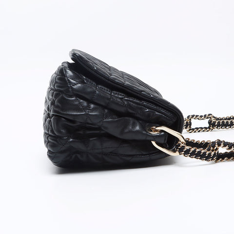 Christian Dior Cannage Flap Leather Handbag black WS13244