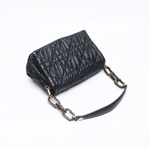Christian Dior Cannage Flap Leather Handbag black WS13244