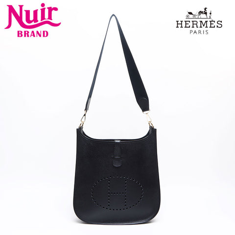 HERMES ◻︎A stamp Evelyn 1 Ardennes GM Gold Metal Shoulder Bag black WS13246
