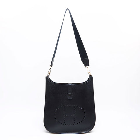 HERMES ◻︎A stamp Evelyn 1 Ardennes GM Gold Metal Shoulder Bag black WS13246