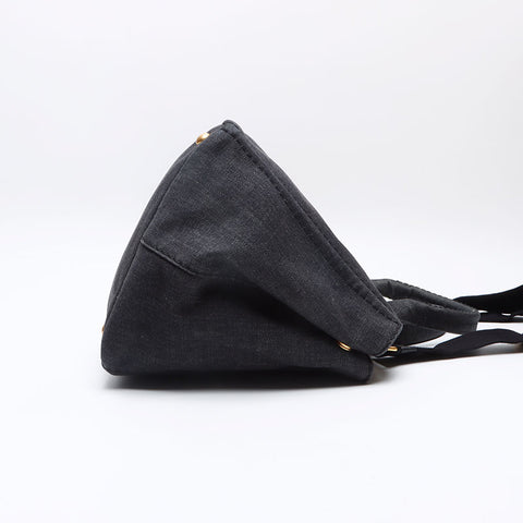 PRADA Black denim Canapa M size logo 2WAY Shoulder Bag black WS13249