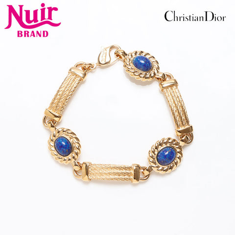 Christian Dior Chain rhinestone bracelet gold WS13251