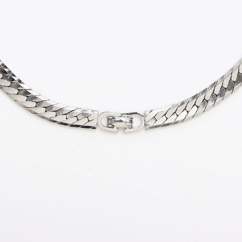 Christian Dior Rhinestone Necklace Silver WS13252