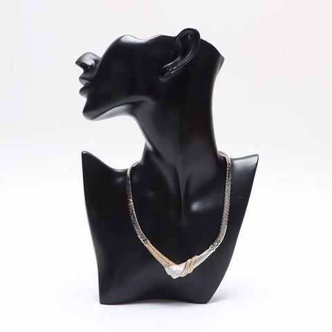 Christian Dior Rhinestone Necklace Silver WS13252