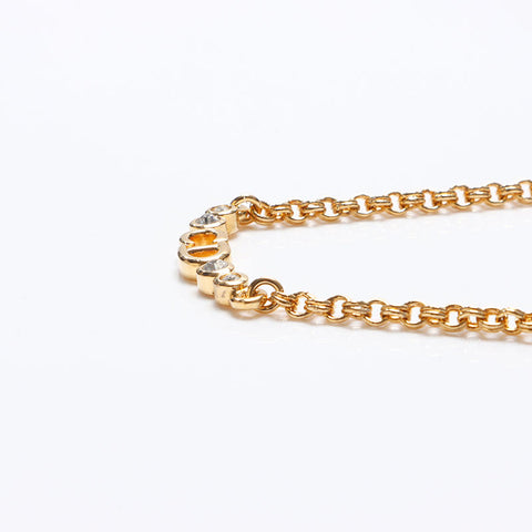 Christian Dior CD logo rhinestone Necklace gold WS13256